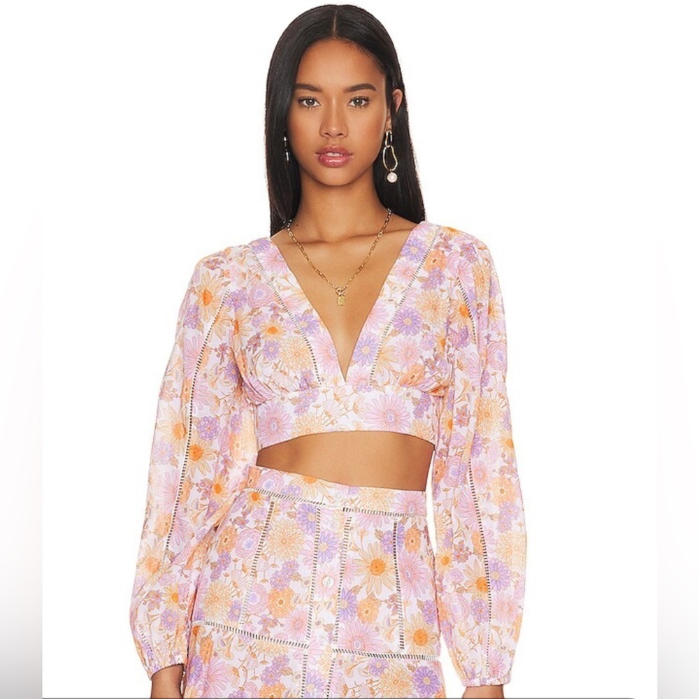 Tularosa Aurora Crop‎ Top in Lilac Retro Floral, Size XS